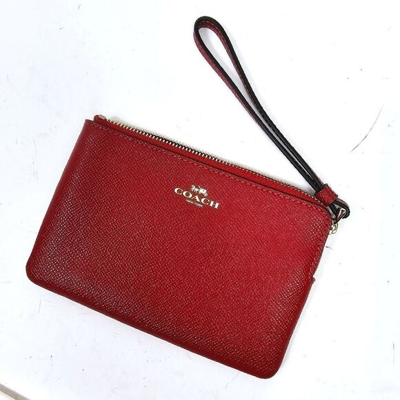 NWT Coach Red Leather Wristlet SOLD OUT COLOR on Coach website! - Picture 1 of 8